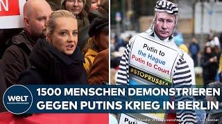 UKRAINE-KRIEG: 1500 Menschen gegen Putin! Julia Nawalnaja führt Anti-Kriegs-Demo in Berlin an