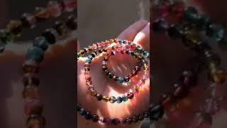 natural  rainbow tourmaline  necklace or 3circles bracelet with your pleasure