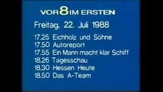 Fragment Ansage ARD Regionalprogramm HR3 Hessen 3 + Programmtafel 22.7.1988