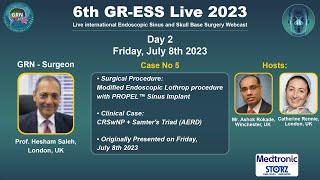 Prof Hesham Saleh   Case 5 Day 2                         Frontal Sinus surgery with Propel Implant