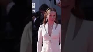 The beautiful Kerry Condon slays in white at the Venice film festival whilst posing for Paparazzi 