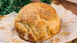 The fastest no-knead crispy bread :: 5 minutes to prepare :: oil-free Sugar-free No additives