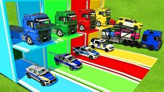 TRANSPORTING ALL POLICE CARS, DOUBLE-DECK TRUCK WITH MAN TRUCKS ! Farming Simulator 22