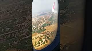 Fly Jinnah A320 wing view Landing at Karachi Airport