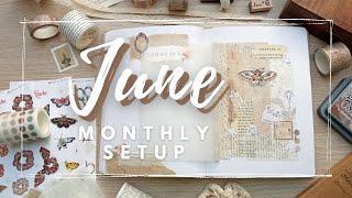 June 2022 | Plan with me | Bullet Journal Monthly Setup - Scrapbooking light academia theme