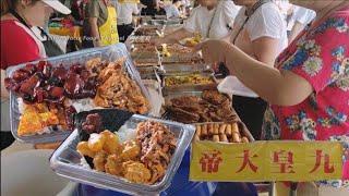 素食沙丁鱼云吞叉烧杂菜饭槟城九皇大帝诞美食街午餐 Penang Lorong Madras Nine Emperor Gods Festival Vegetarian Mixed Rice Lunch