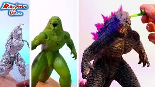 Mi Escultura + GRANDE! Como hacer a GODZILLA EVOLVED de Plastilina ESCOLAR GodzillaXKong DibujAme Un