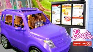 Barbie Doll Family Morning Routine Drive Thru Pretend Play