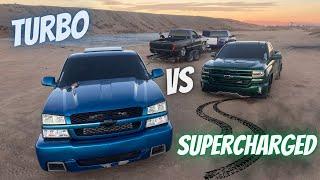 TURBO VS SUPERCHARGED BURNOUTS !!