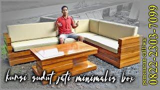 terlaris termurah KURSI SUDUT TAMU JATI MURAH MINIMALIS BOX SET dudukan sandaran busa dan pillow
