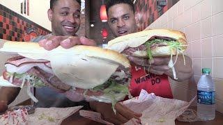 Search of the best sandwich ever | jimmy johns gargantuan sandwich @Hodgetwins