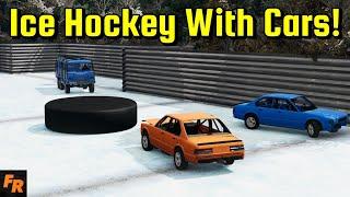 Playing Ice Hockey With Cars! - BeamNG Drive