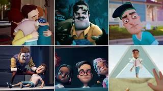 All Hello Neighbor Canon Cutscenes (Full Game Movie)