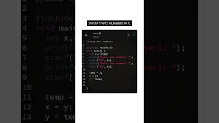 Swap two numbers in C  #shorts #programming #coding