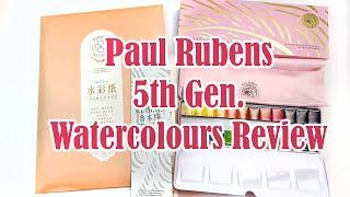 Paul Rubens Fifth Generation Watercolors Review! 24 Half Pan Set. Plus Bonus Cotton Glitter Paper!