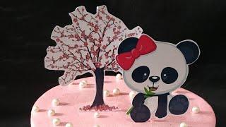 Decoração Bolo Panda Rosa