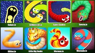 Slither.io,Wormax.io,Little Big Snake,Wormate.io,Gulper.io,Slithercraft.io,Andry Snakes,Sworm.io