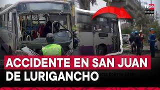 SJL: bus del Corredor Morado impacta contra árbol y poste para evitar chocar contra mototaxi