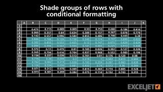 Shade groups of rows with conditional formatting