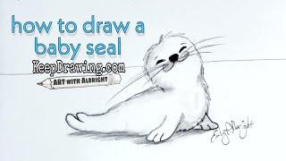 How to DRAW a Baby Seal ~ EASY step by step tutorial ~ ART with Albright