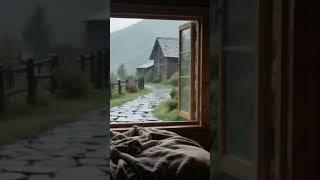Rainy Countryside Cabin Ambience | Piano & Fireplace Sounds for Study, Work,Meditation #relax #rain
