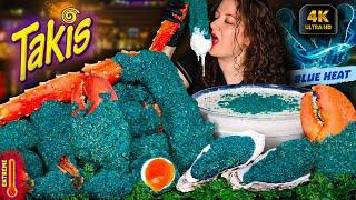 Ultimate BLUE HEAT TAKIS King Crab & Cheesy Sauce Mukbang!  Intense ASMR Seafood Feast!