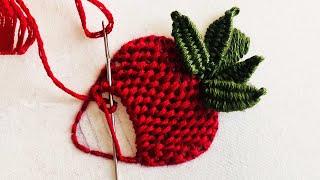 Brazilian Embroidery Stitches - Beautiful Strawberry Embroidery - Fruit Hand Embroidery Stitches