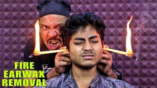 Fire Earwax Removal By Asim Barber | Ear Cleaning by Ear Candles | Head Massage & Neck Cracking ASMR