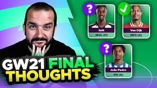  ISAK “LATEST”  | FPL GAMEWEEK 21 FINAL TEAM SELECTION THOUGHTS | 2024/25