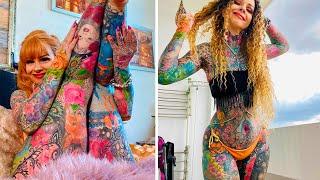 55-летняя женщина покрыла всё тело цветными татуировками. На это она потратила все свои сбережения.