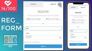 Responsive Login & Registration Form Using HTML CSS & JavaScript | Project #14