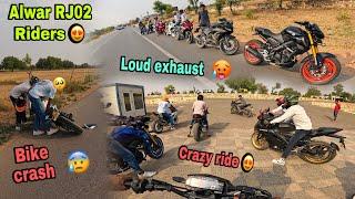 RJ02 Alwar riders  || crazy ride with loud akrapovic exhaust  | R15 Bike crash Hogya 