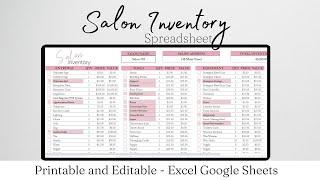 Salon Inventory Management Checklist, Hair Salon Setup Nail Salon Inventory Check List Google Sheets