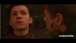 peter parker being emotional and clingy (and thor screaming )