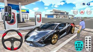 New Black Lamborghini Sian Refueling in Rest Area Gas Station - 3D Driving Class 2024 - android game