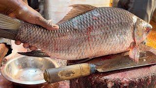 Amazing Big Rohu Fish Cutting Skills In Fish Market | Fish Cutting Skills