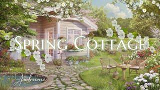 Spring Cottage ASMR Ambience Peaceful Stream Sounds, Wind Chimes, Book Sounds, Spring Garden Nature