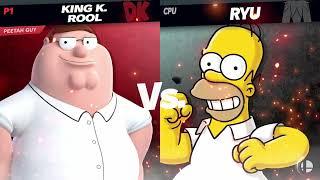 (1V1 & 2V2 BATTLES) PETER GRIFFIN VS HOMER SIMPSON IN SMASH BROS!!