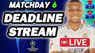 LIVE MATCHDAY 6 DEADLINE STREAM | TEAM RATINGS | PLUS Q&A | Champions League Fantasy 24/25