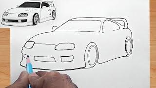 How to Draw a Toyota Supra | Easy Outline to Realistic Shading Tutorial