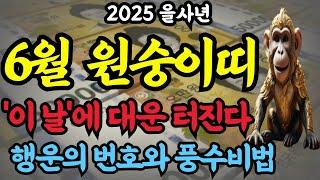 2025년 6월 원숭이띠 대운 터지는 날 ㅣ원숭이띠ㅣ원숭이띠운세ㅣ대운ㅣ로또1등 #원숭이띠
