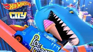 Ein 200 Fuß großer Superhai wird auf Hot Wheels City losgelassen! | Eine animierte, komplette Folge