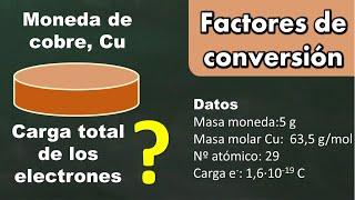 Cálculo de la carga eléctrica de los electrones. Factores de conversión