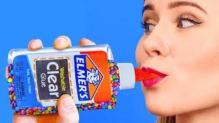 WEIRD WAYS TO SNEAK FOOD INTO CLASS || DIY Edible School Supplies by 123 Go! Live