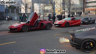 Supercars in Seoul 2022 - VOL.2 ( Aventador SVJ, 3x R8, V12 vantage , 370z, Huracan, Fire Aventador)