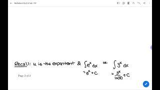 Exponential U-substitution Extra Ex 1