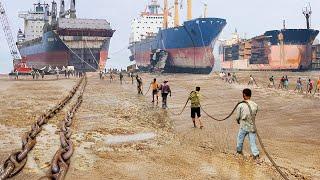 The Scary Process of Scrapping Massive Rusted Ships by Hands