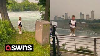 Grandad pranked with photoshopped pics of grandkids next to Niagara Falls | SWNS