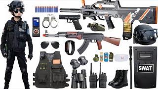 Special Police Weapons Toy set Unboxing-QB95 guns, Gas mask, Glock pistol, Dagger grenade,AK-47,M416