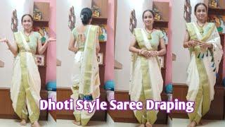 Dhoti Style Saree Draping | Easy Silk Saree Draping | Kaveri Kotadia #sareedraping #dhotistylesaree